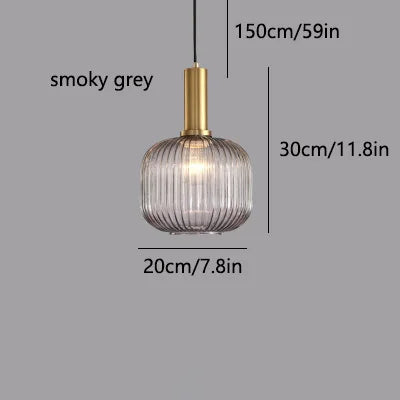LED Glass Stripe Pendant Light - Creative E27 Hanging Fixture for Home Decoration in Living Room & Kitchen