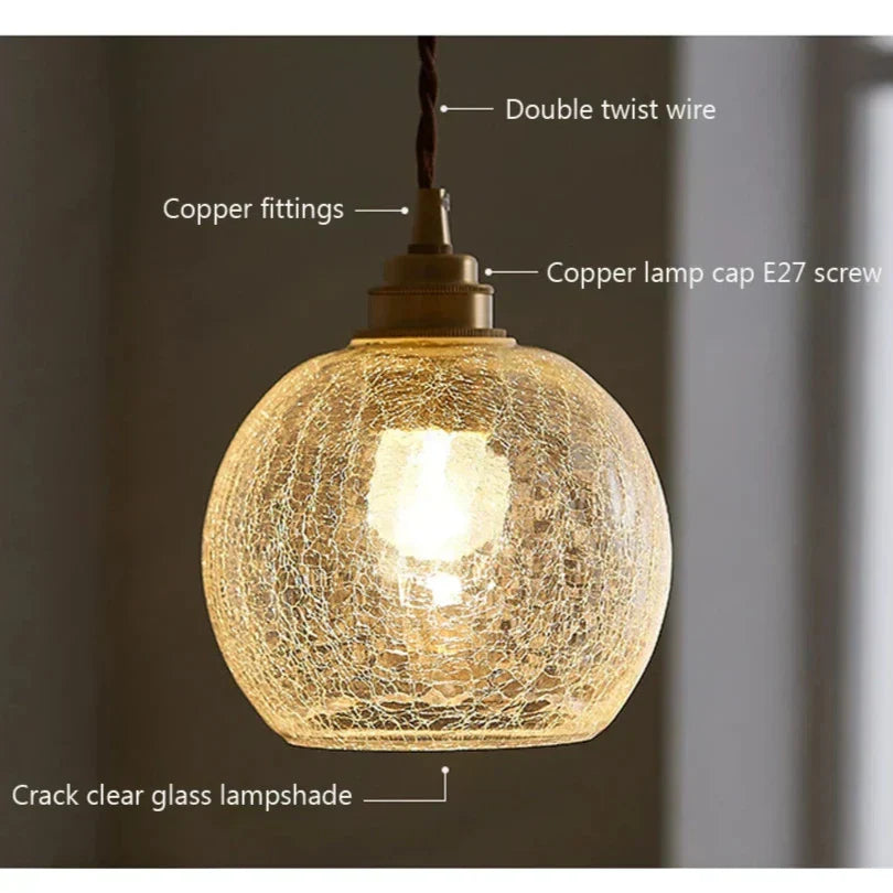 Crystal Glass Pendant Light Fixture - Modern Hanging Lamp for Kitchen Island & Dining Room