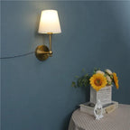 Retro American Wall Lamp for Bedroom, Nightstand & Bathroom Mirror - Luxury Fabric Shade Wall Sconce Lighting Fixture