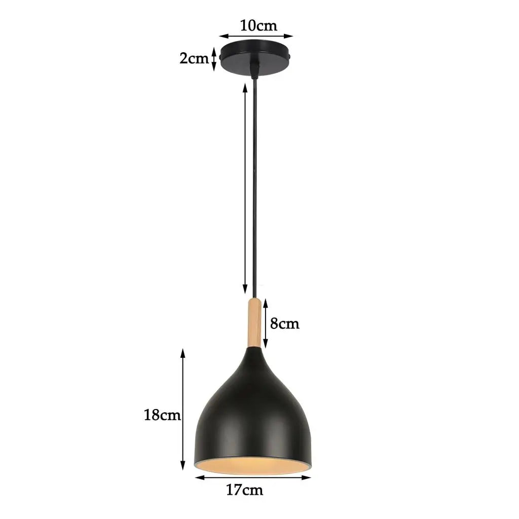 LED Wood Pendant Light Fixture - E27 Hanging Chandelier for Industrial Living Room, Bedroom & Kitchen Decor Lighting