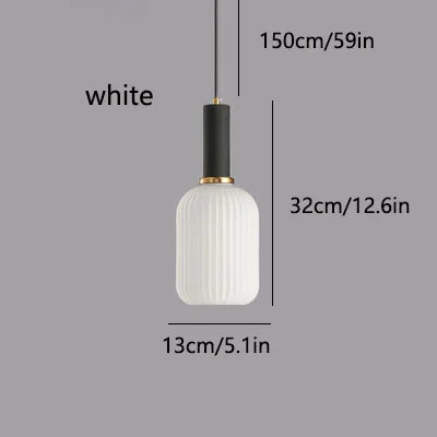 LED Glass Stripe Pendant Light - Creative E27 Hanging Fixture for Home Decoration in Living Room & Kitchen
