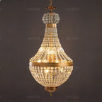 Crystal Pendant Light for High-Rise Villa & Duplex Living Rooms - American Restaurant Fixture
