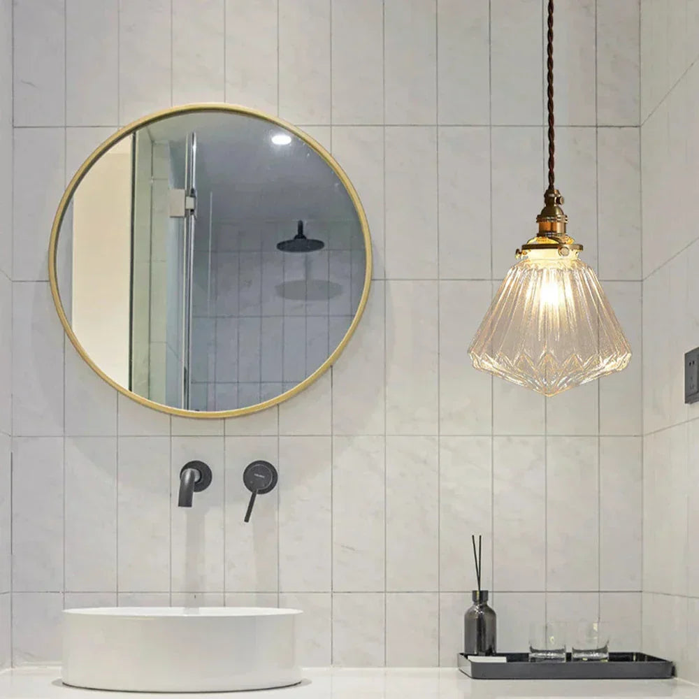 Crystal Glass Pendant Light Fixture - Modern Hanging Lamp for Kitchen Island & Dining Room