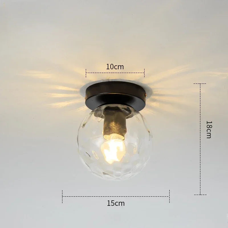 LED Wrought Iron Glass Ceiling Lamp - Modern Nordic Design for Entrance, Porch, Corridor, Balcony & Staircase Lighting