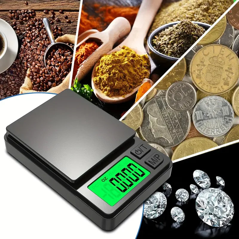 Compact Digital Kitchen Scale | 1000g Capacity, 0.1g Accuracy & Backlit LCD for Home and Travel Use