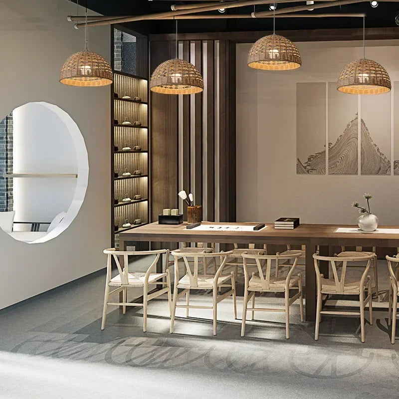 Rattan Pendant Light Fixture - Wicker Lampshade for Ceiling & Table Lighting - Ideal for Home Decor & Ambient Illumination