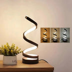 Dimmable Spiral Table Lamp with USB Charging - Modern Bedside & Desk Lighting for Home Office & Living Room Use