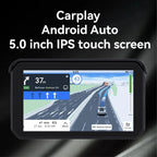 5 Inch Waterproof Dash Cam Monitor | 1080P WiFi, Android Auto & GPS Navigation for Motorcycles and Cars