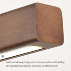 LED Pendant Light Fixture - Modern Wood Long Strip Chandelier for Dining Room, Kitchen & Living Room Lighting