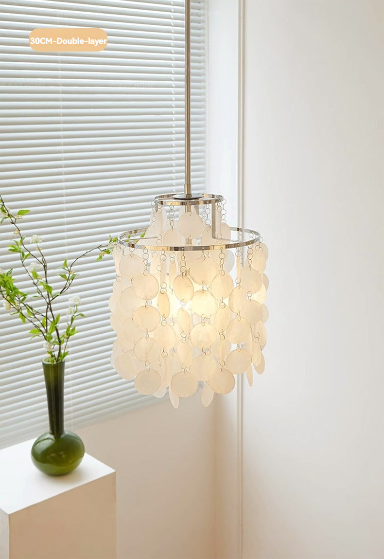 Seashell Pendant Chandelier Light Fixture - Coastal Decor for Living Room & Dining Room