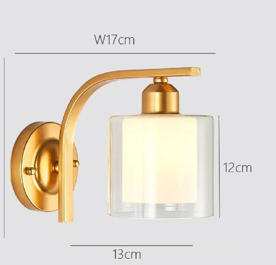 LED Gold Glass Ball Wall Lamp - Modern Indoor Lighting for Living Room, Bathroom, Bedroom, Bedside, Entrance & Porch