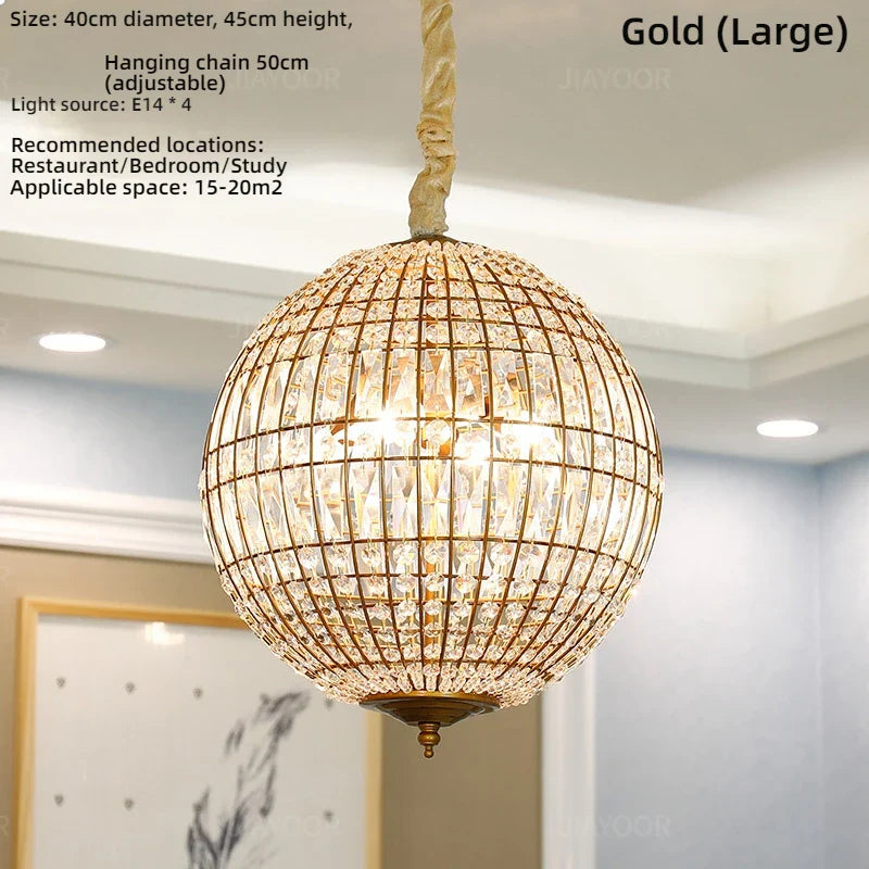 Crystal Pendant Light for High-Rise Villa & Duplex Living Rooms - American Restaurant Fixture