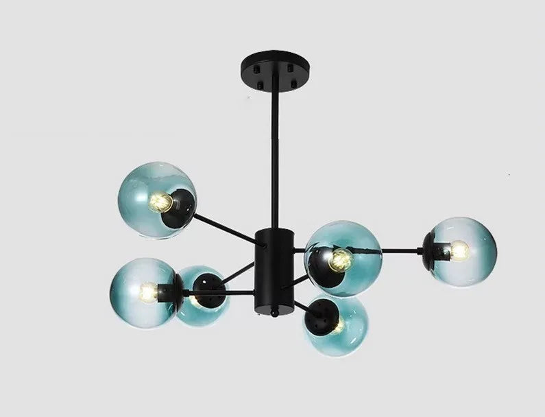 LED Adjustable Ball Glass Chandelier - Modern E27 Hanging Lamp for Living Room & Bedroom Lighting Fixtures