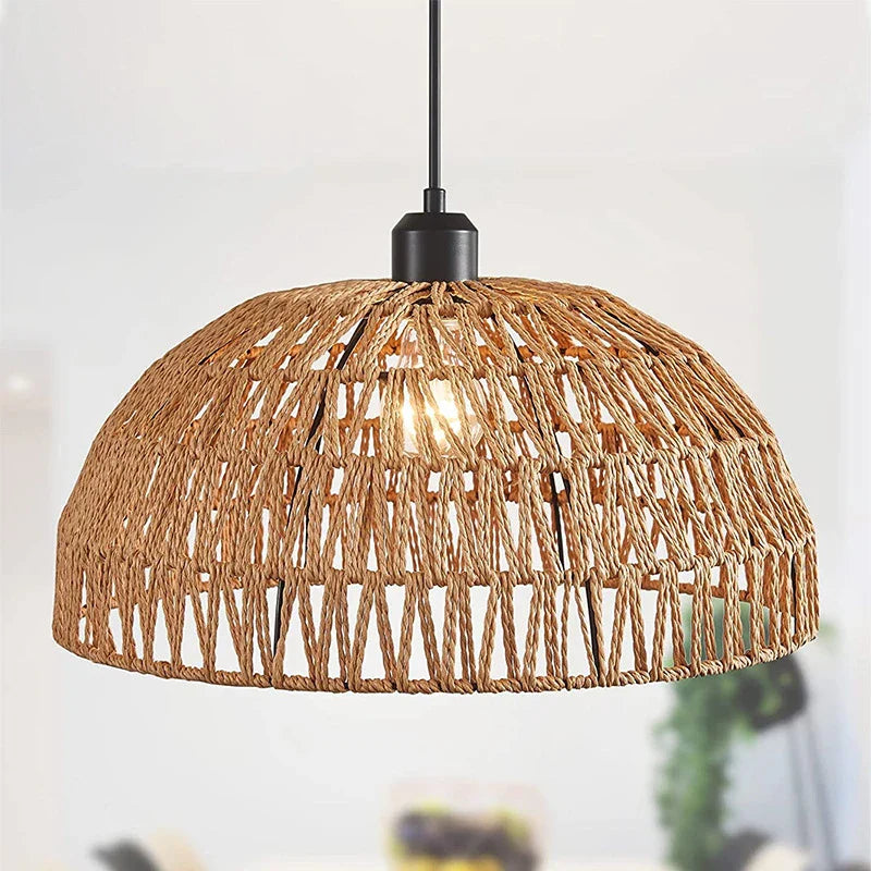 Japanese Hemp Rope Woven Pendant Light Fixture for Restaurant, Tea Room, Bar, and Bedroom Indoor Lighting