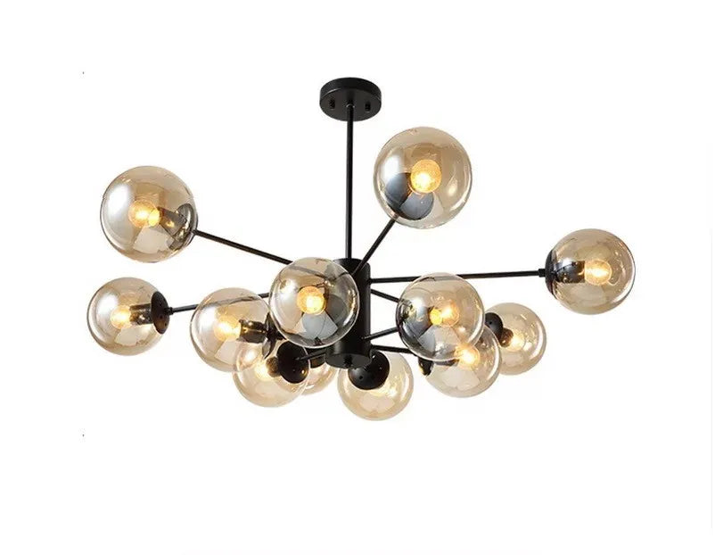 LED Adjustable Ball Glass Chandelier - Modern E27 Hanging Lamp for Living Room & Bedroom Lighting Fixtures