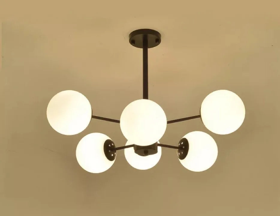 LED Adjustable Ball Glass Chandelier - Modern E27 Hanging Lamp for Living Room & Bedroom Lighting Fixtures