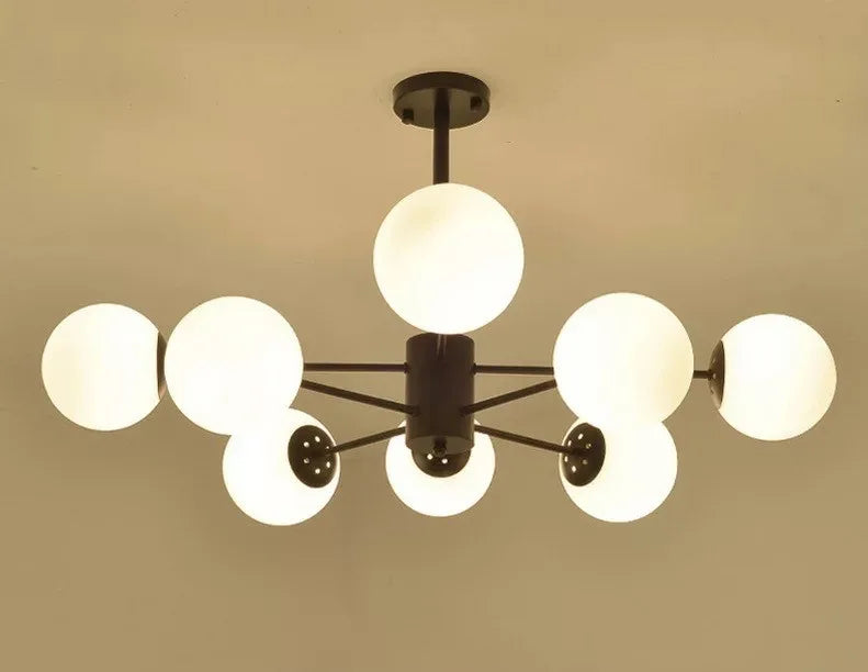 LED Adjustable Ball Glass Chandelier - Modern E27 Hanging Lamp for Living Room & Bedroom Lighting Fixtures