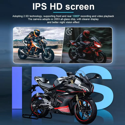 5 Inch Waterproof Dash Cam Monitor | 1080P WiFi, Android Auto & GPS Navigation for Motorcycles and Cars