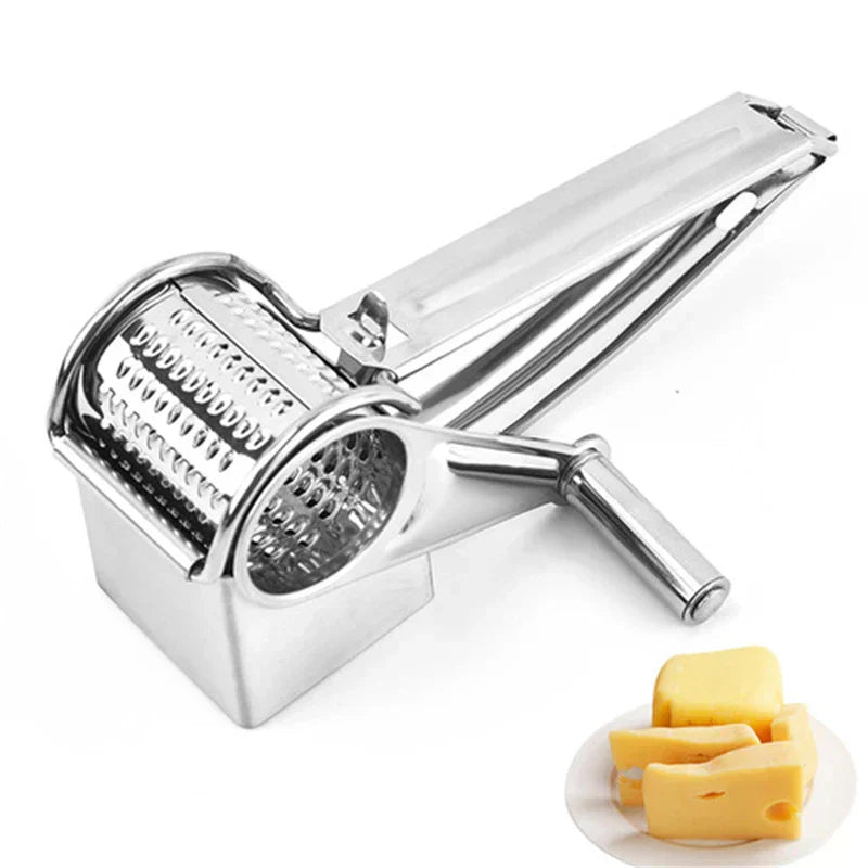 Rotary Cheese Grater | Stainless Steel, Interchangeable Drums & Ideal for Grating Cheese, Vegetables, Nuts and More