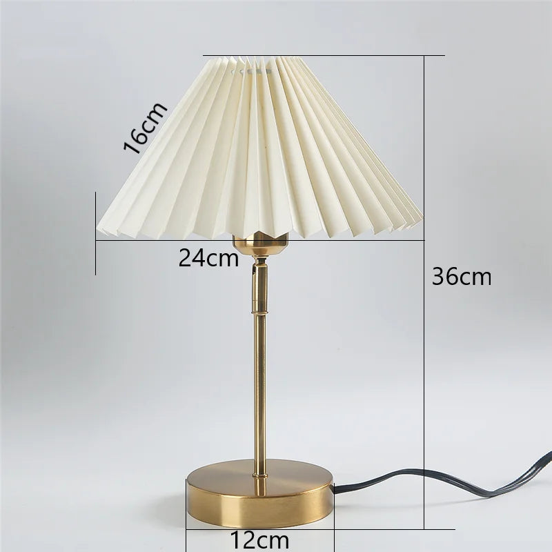 LED Floor Lamp with Pleated Lampshade - Adjustable Angle Table Lamp for Bedroom, Study, and Desktop Lighting