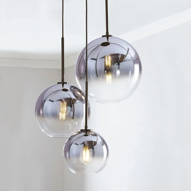 Modern LED Pendant Light with Glass Ball Shade for Living Room, Bedroom, Kitchen, Cafe & Restaurant Decor