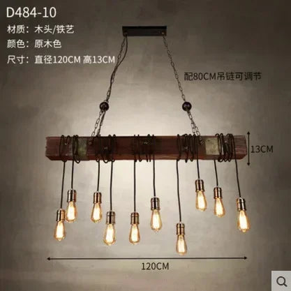 Wooden Decorative Chandelier - American Retro Industrial Style Lighting for Restaurants, Coffee Shops & Bar Counters