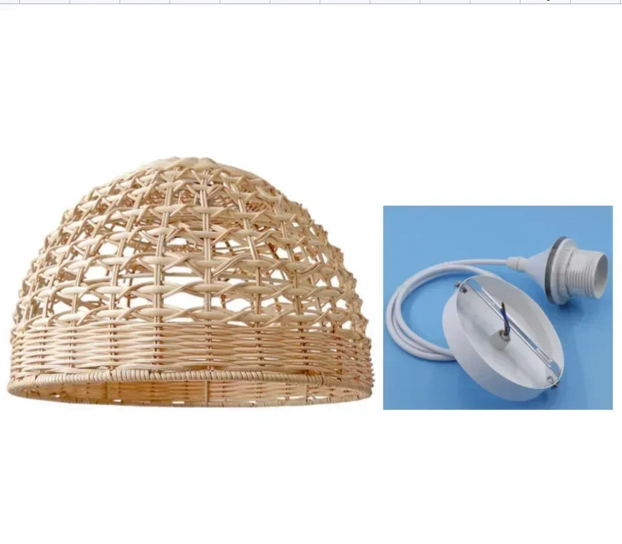 Rattan Pendant Light Fixture - Wicker Lampshade for Ceiling & Table Lighting - Ideal for Home Decor & Ambient Illumination
