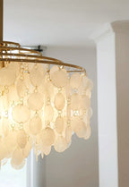 Seashell Pendant Chandelier Light Fixture - Coastal Decor for Living Room & Dining Room