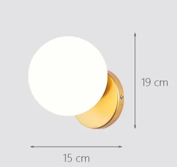 LED Gold Glass Ball Wall Lamp - Modern Indoor Lighting for Living Room, Bathroom, Bedroom, Bedside, Entrance & Porch