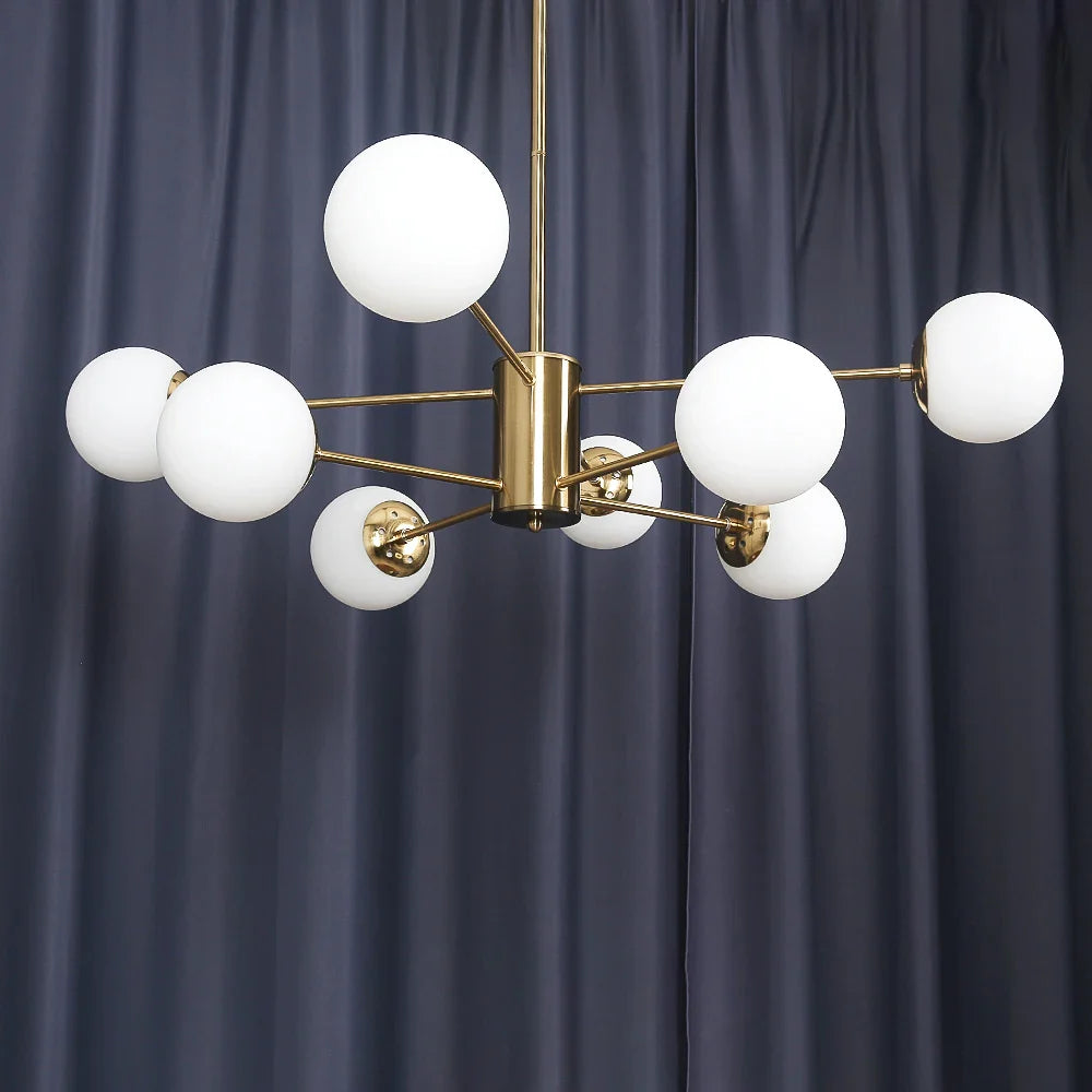 LED Adjustable Ball Glass Chandelier - Modern E27 Hanging Lamp for Living Room & Bedroom Lighting Fixtures