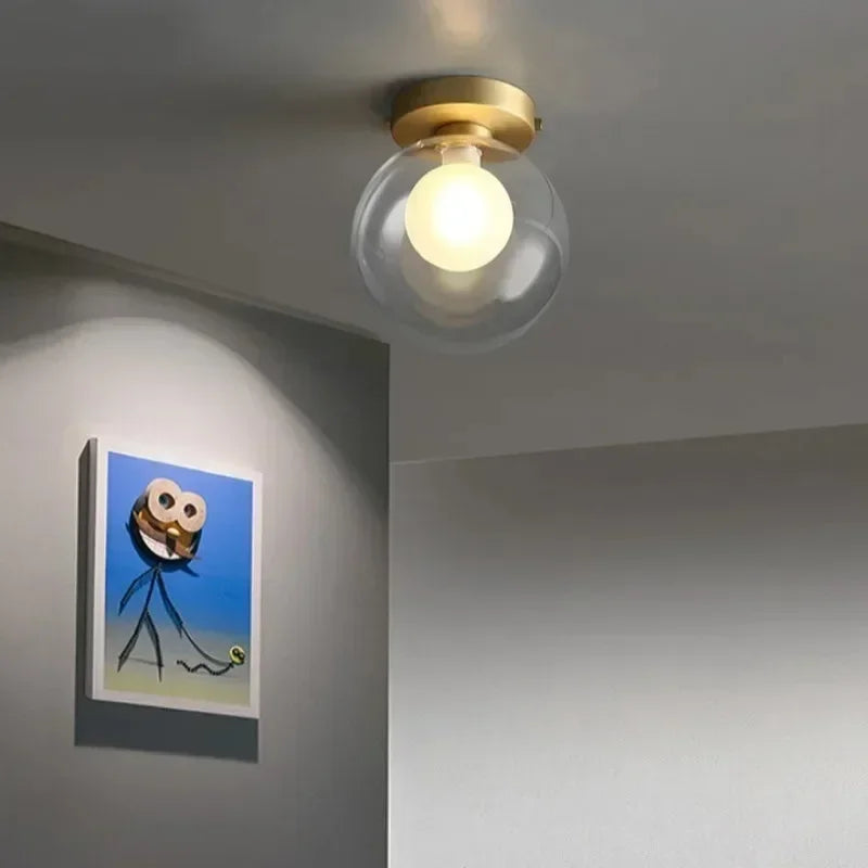 LED Wrought Iron Glass Ceiling Lamp - Modern Nordic Design for Entrance, Porch, Corridor, Balcony & Staircase Lighting