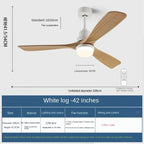 42/52 Inch Solid Wood Ceiling Fan with Remote Control and Light for Living Rooms, Bedrooms, Dining Rooms, and Studies