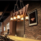 Wooden Decorative Chandelier - American Retro Industrial Style Lighting for Restaurants, Coffee Shops & Bar Counters