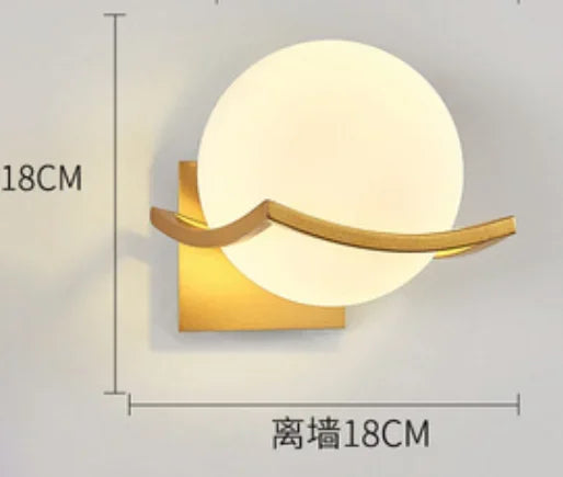 LED Gold Glass Ball Wall Lamp - Modern Indoor Lighting for Living Room, Bathroom, Bedroom, Bedside, Entrance & Porch