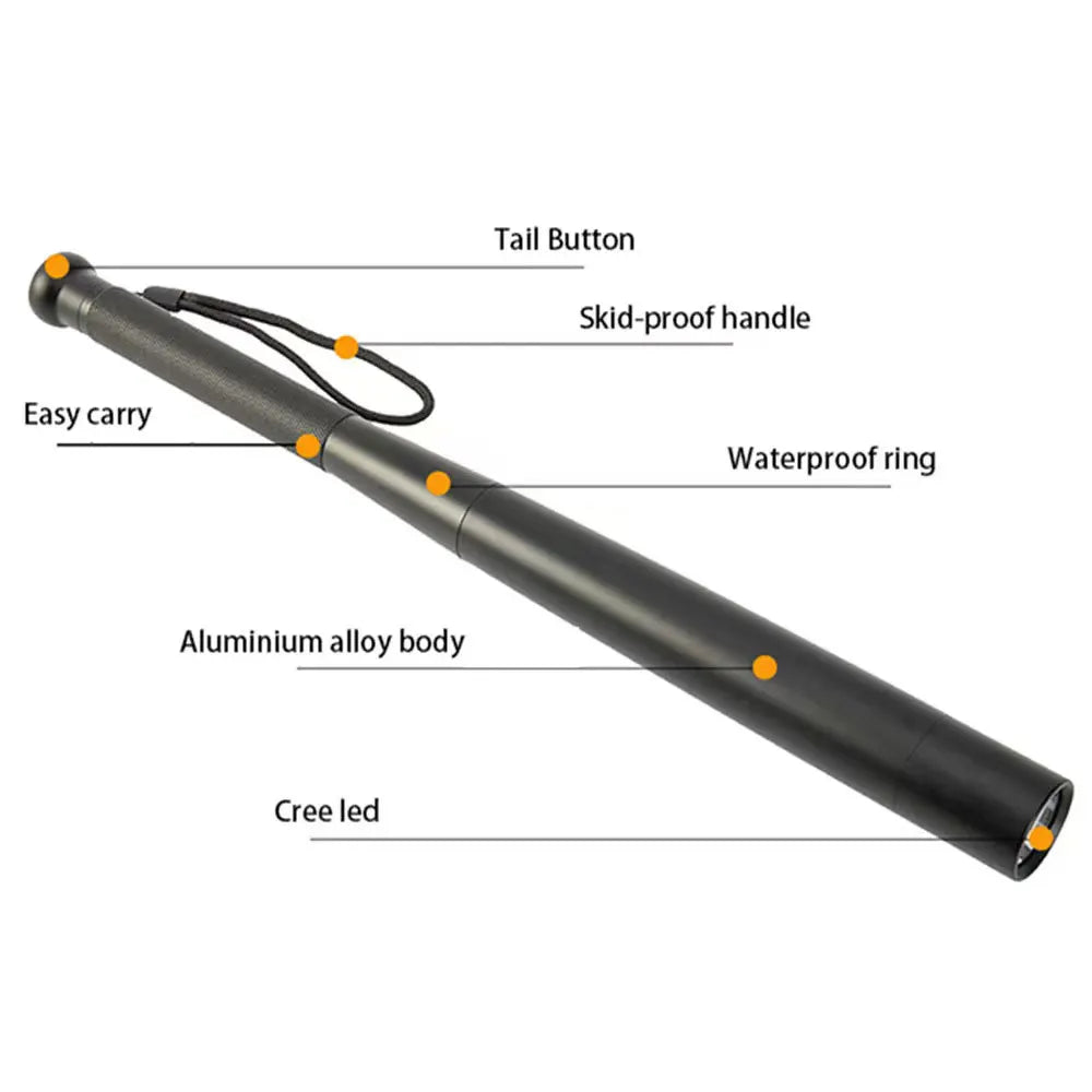 Baseball Bat LED Flashlight | Waterproof, Durable Aluminum & Versatile Lighting Modes for Outdoor Adventures