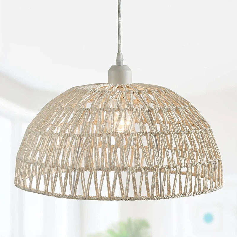 Japanese Hemp Rope Woven Pendant Light Fixture for Restaurant, Tea Room, Bar, and Bedroom Indoor Lighting