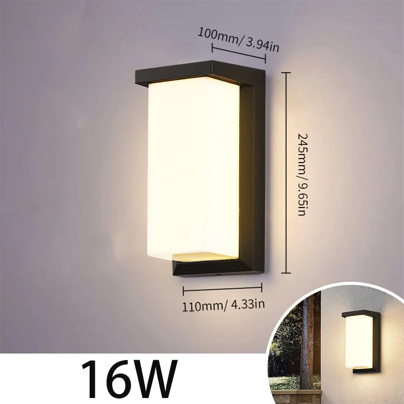 LED Outdoor Wall Light with Motion Sensor - Waterproof IP66 Porch & Garden Lighting for Balcony and Exterior Use
