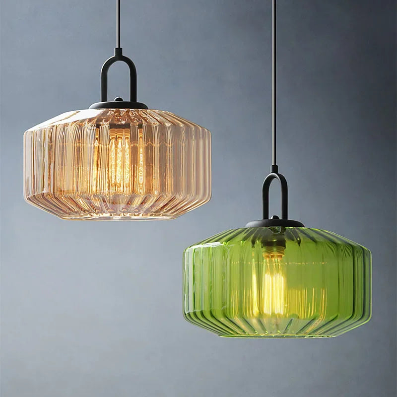 Retro Glass Pendant Light Fixture - Nordic Loft Style for Kitchen Island & Dining Room Lighting