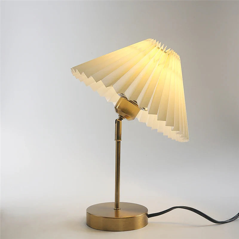 LED Floor Lamp with Pleated Lampshade - Adjustable Angle Table Lamp for Bedroom, Study, and Desktop Lighting