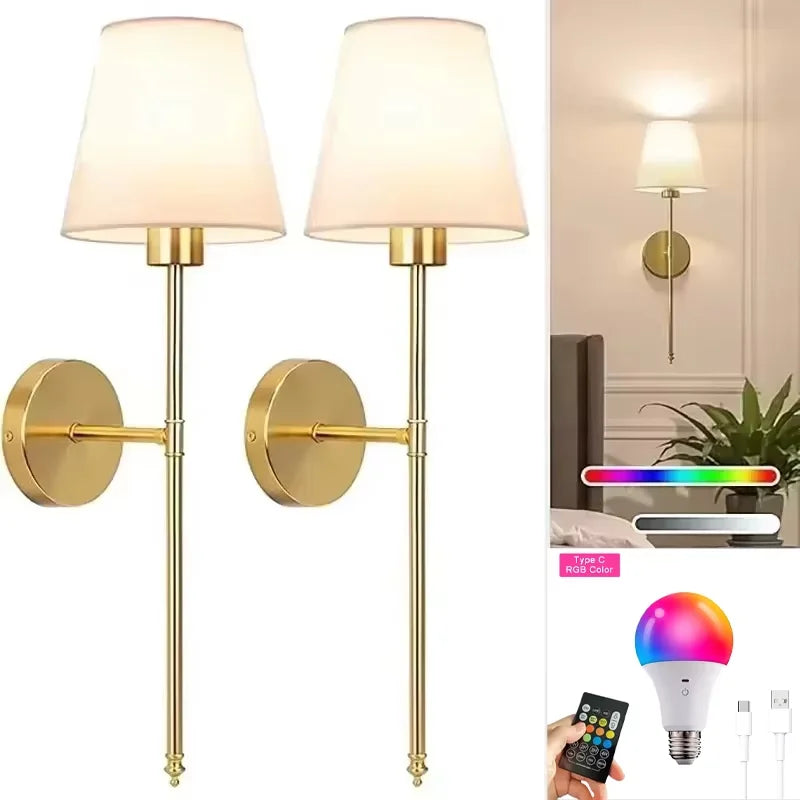 Retro Wall Lamp LED Charge RGB Bulb Removable Wireless Wall Light For Bedroom Corridor Hallway Indoor Luminaire Bedside Light