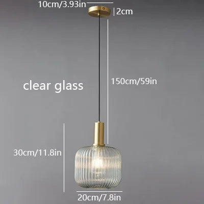 LED Glass Stripe Pendant Light - Creative E27 Hanging Fixture for Home Decoration in Living Room & Kitchen