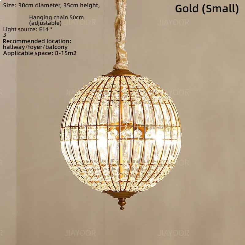 Crystal Pendant Light for High-Rise Villa & Duplex Living Rooms - American Restaurant Fixture