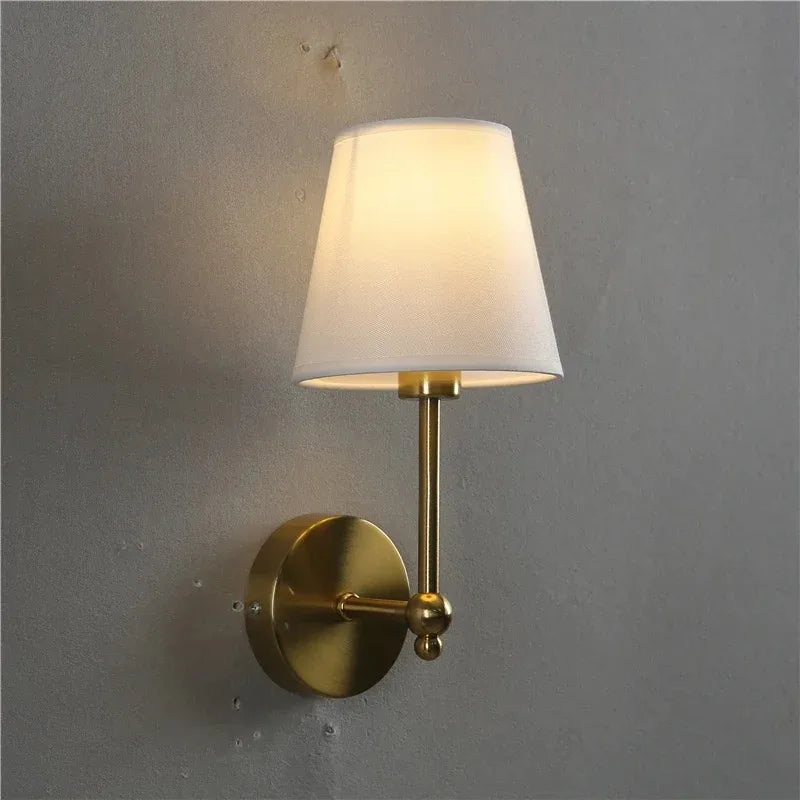 Retro American Wall Lamp for Bedroom, Nightstand & Bathroom Mirror - Luxury Fabric Shade Wall Sconce Lighting Fixture