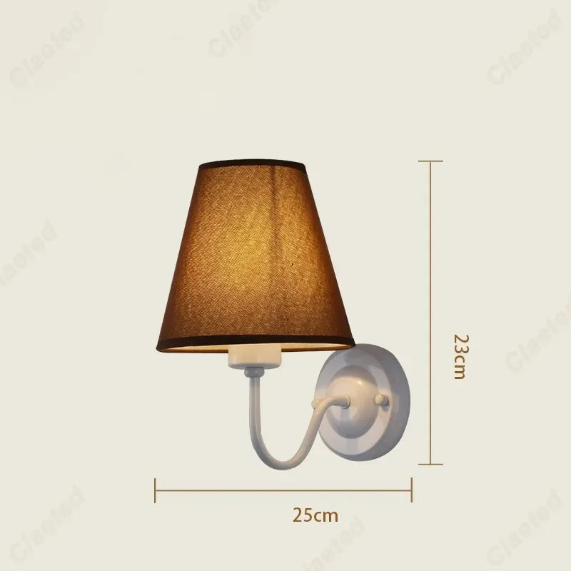 LED Retro Fabric Lampshade Wall Lamp with E27 Socket for Bedroom, Living Room, and Corridor Lighting Decoration