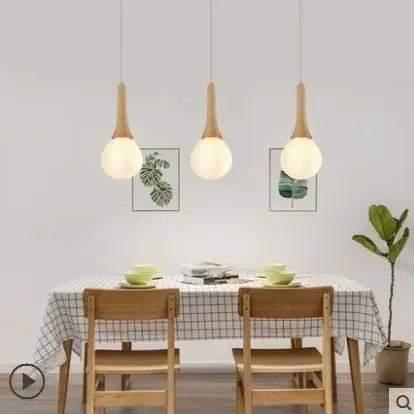 Nordic Wood Chandelier for Dining Room - Modern Minimalist 3-Head Fixture for Small Spaces & Restaurants