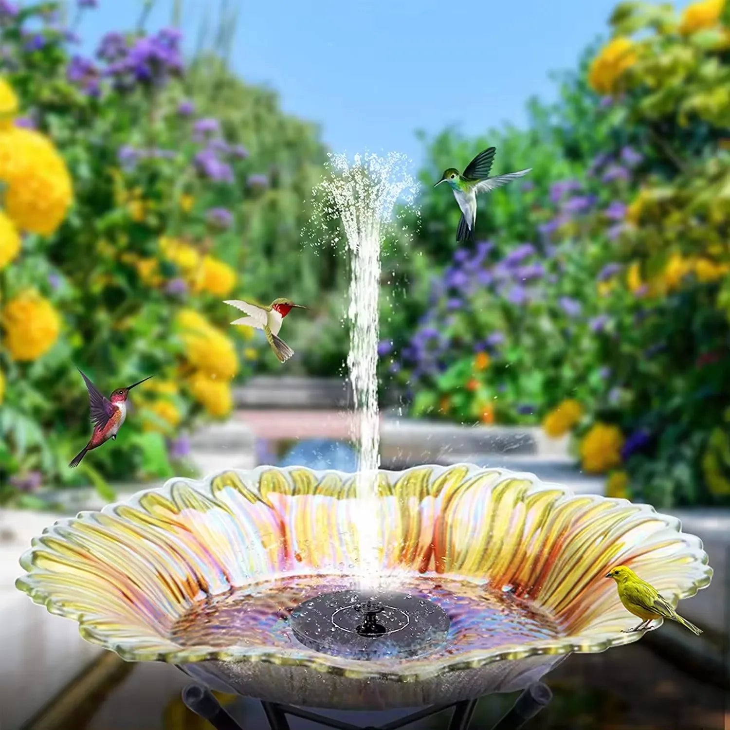 Solar Garden Bird Fountain | Eco-Friendly, Solar-Powered Design for Outdoor Spaces