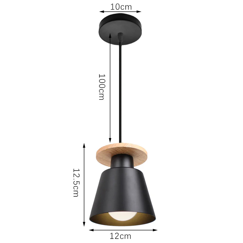 LED Wood Pendant Light Fixture - E27 Hanging Chandelier for Industrial Living Room, Bedroom & Kitchen Decor Lighting