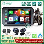 5 Inch Waterproof Dash Cam Monitor | 1080P WiFi, Android Auto & GPS Navigation for Motorcycles and Cars