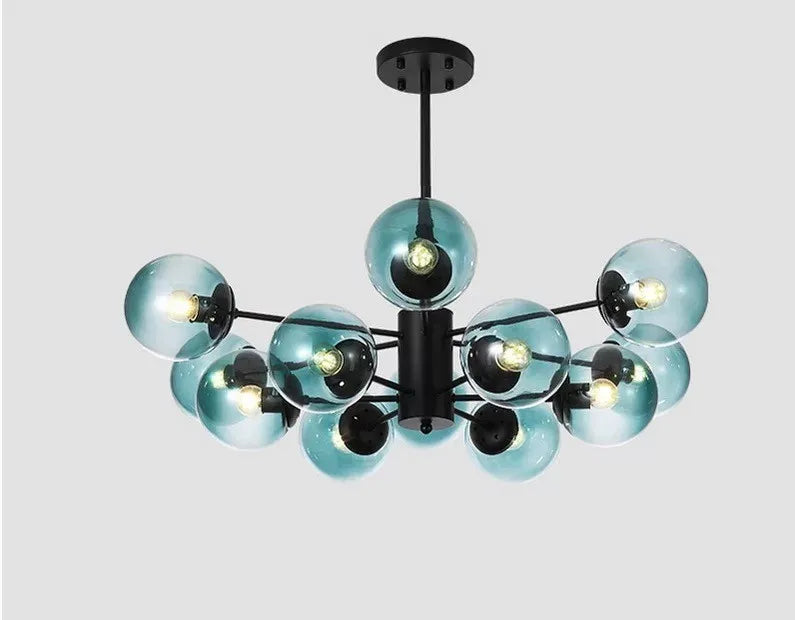 LED Adjustable Ball Glass Chandelier - Modern E27 Hanging Lamp for Living Room & Bedroom Lighting Fixtures