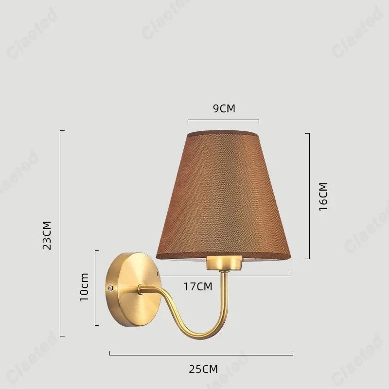 LED Retro Fabric Lampshade Wall Lamp with E27 Socket for Bedroom, Living Room, and Corridor Lighting Decoration